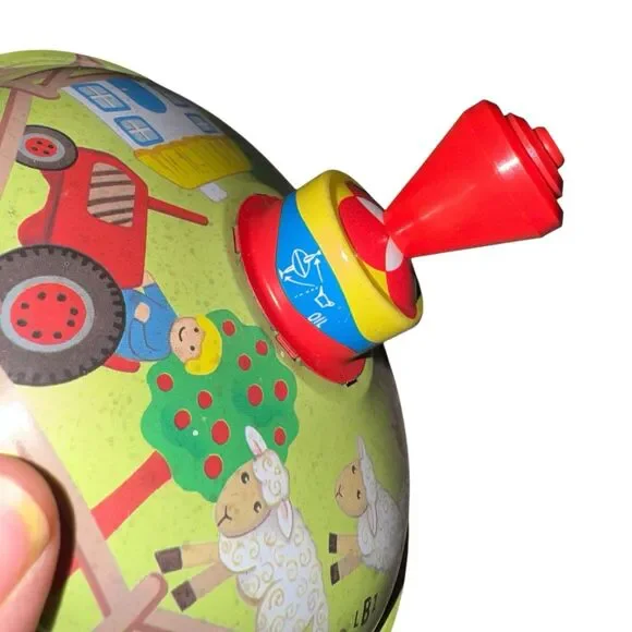 Vintage SPINNING TOP Tin Toy ~ Farm House Tractor Animals Toysmith Cow Sheep Cat - Picture 5 of 6